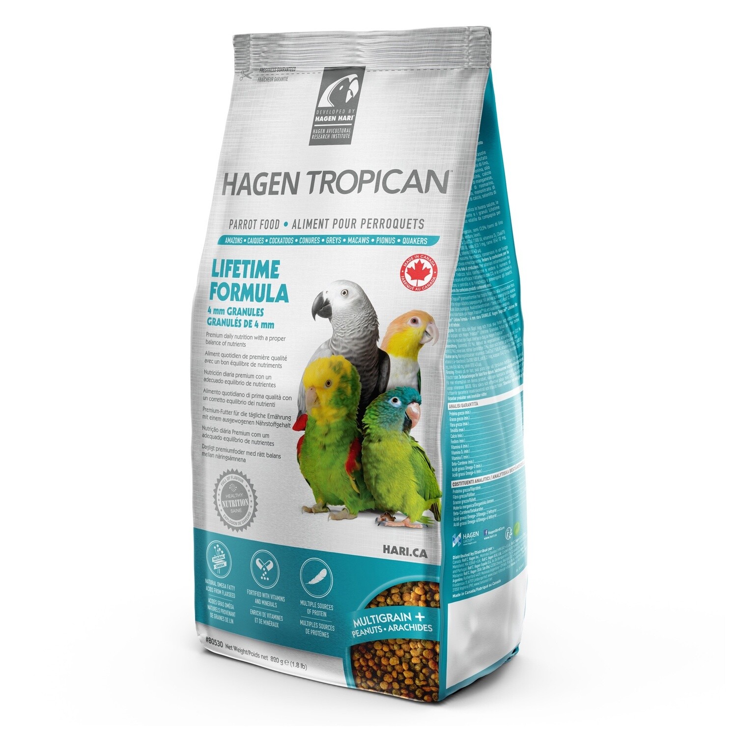 Tropican Lifetime Nourriture pour perroquets - Granules 4mm / 820 g