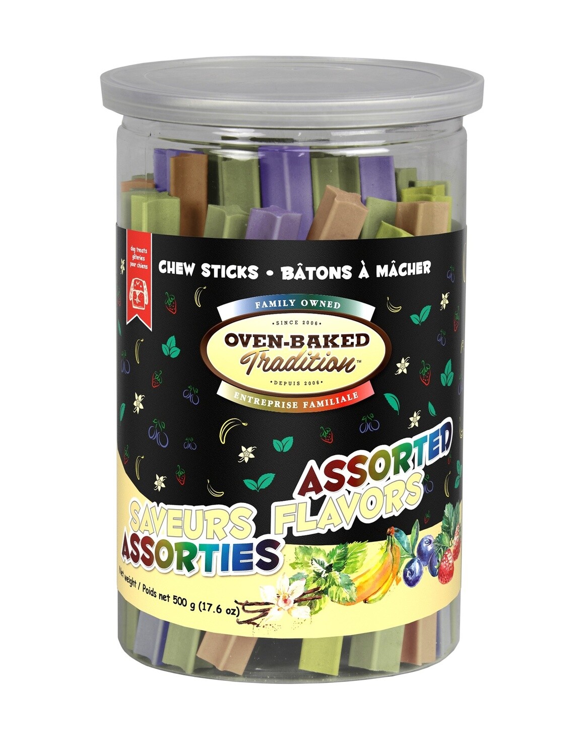 OBT - Bâtons à mâcher pour chiens - Saveurs assorties, Saveur: 500g