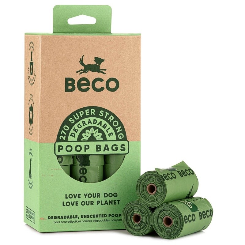 Beco Sacs dégradables non parfumés / 18 rouleaux de 15 sacs