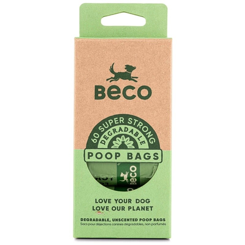 Beco - Sacs dégradables non parfumés / 4 rouleaux de 15 sacs