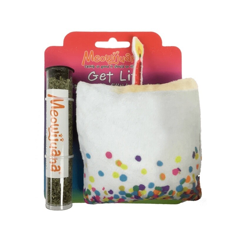Meowijuana - Jouet pour chat / Gâteau d&#39;anniversaire avec herbe à chat