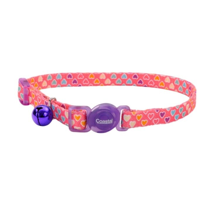 Coastal Safe Cat - Collier ajustable pour chat, Couleur: MCH - Cœurs/Rose