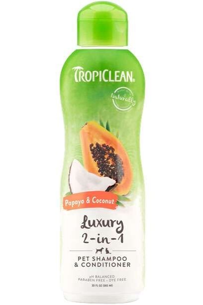 Tropiclean Shampoing et revitalisant 2-en-1 - Papaye &amp; noix de coco / 20 oz