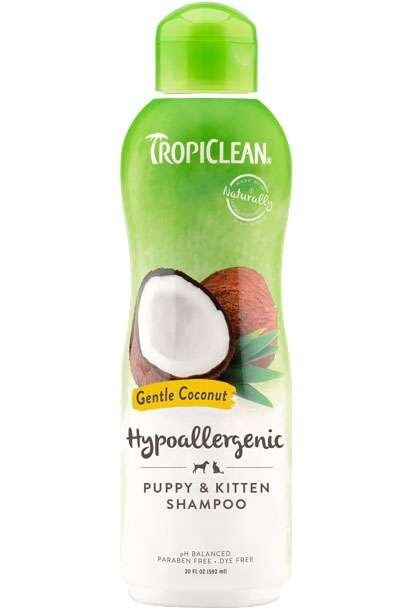 Tropiclean Shampoing hypoallergénique pour chiot et chaton - Noix de coco / 20 oz