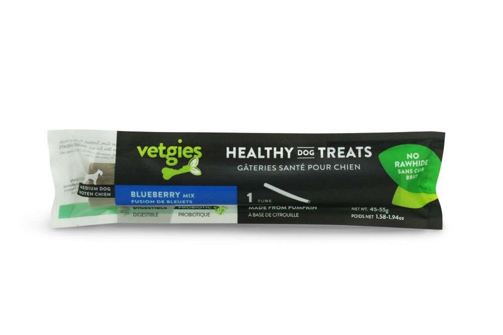 Vetgies Tube à base de citrouille pour chien - Moyen, Saveur: Bleuet