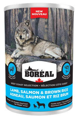 Boréal - West coast conserve pour chiens/Agneau, saumon&amp;riz brun - 400gr *DISC*