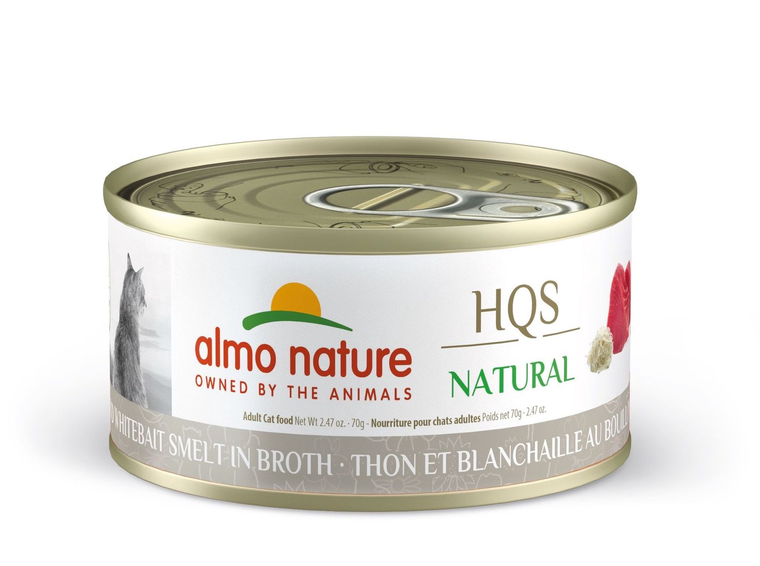 Almo Nature HQS Natural - Conserve pour chats/Thon&amp;blanchaille au bouillon - 70g