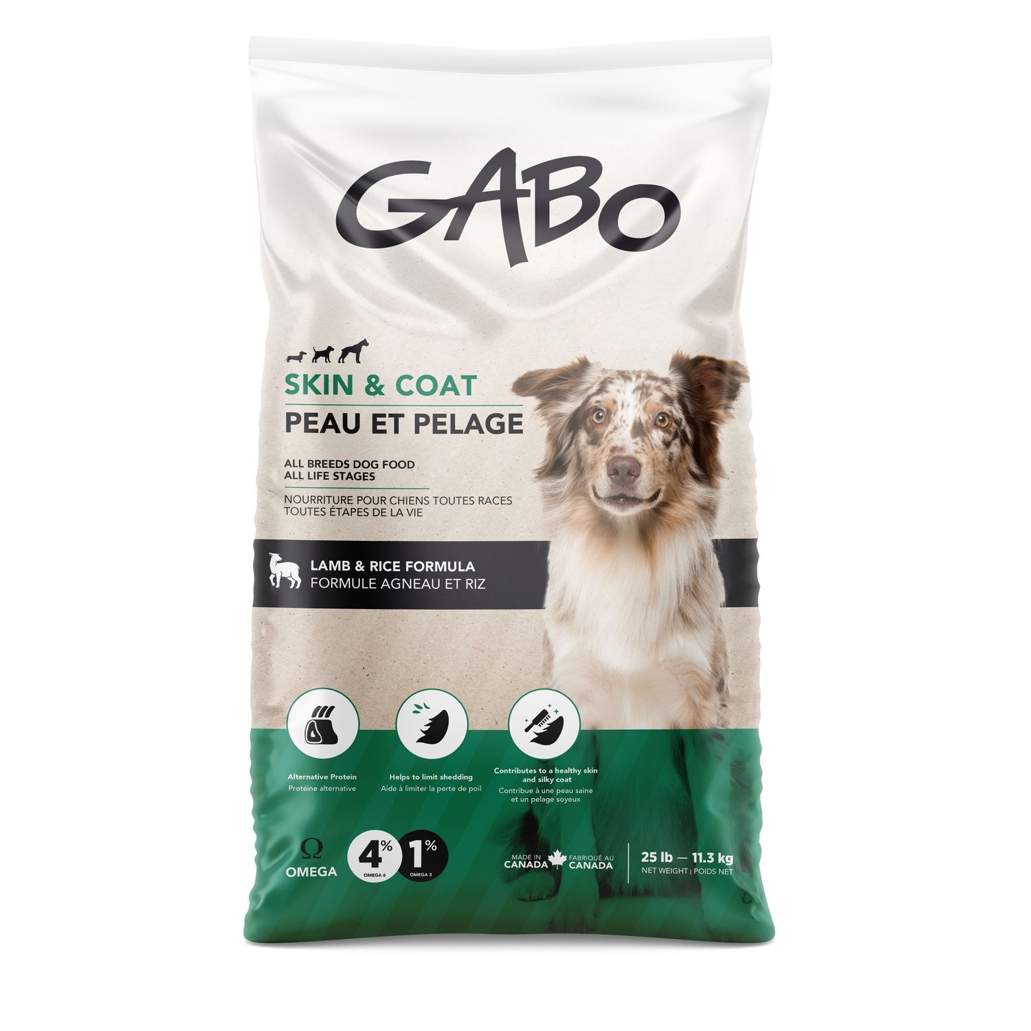Gabo chien toutes étapes de vie / Peau et pelage - Agneau et riz 25lb