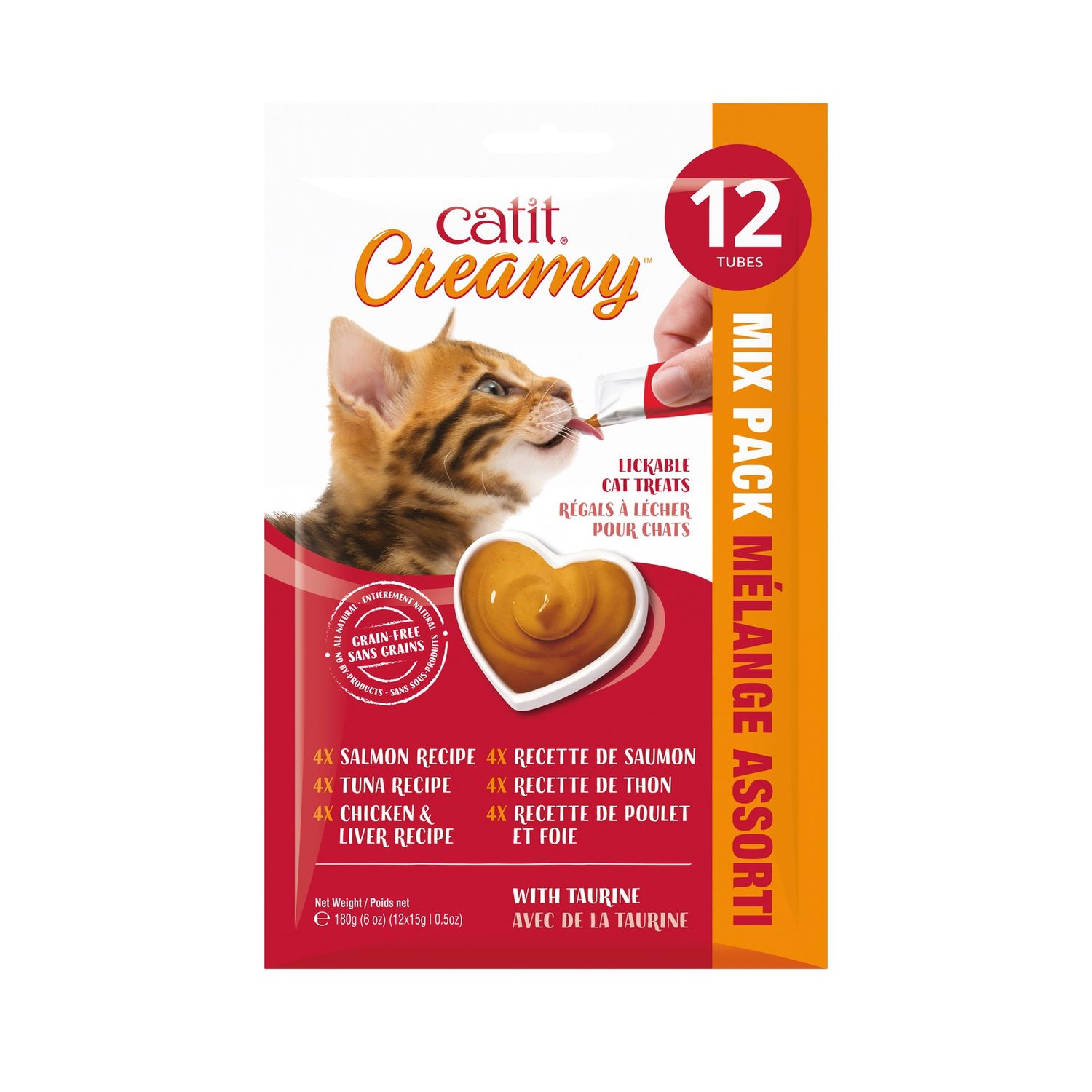 Catit Creamy - Gâteries à lécher en tube / Mélange assorti- Paquet de 12