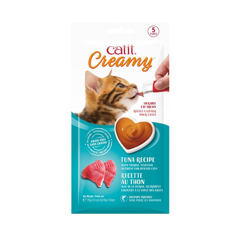 Catit Creamy - Gâteries à lécher en tube pour chats - Thon / 5 x 15 g