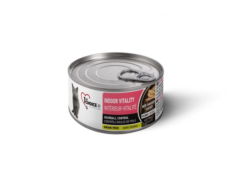 1st Choice conserve pour chat d&#39;intérieur - Poulet effiloché / 85g