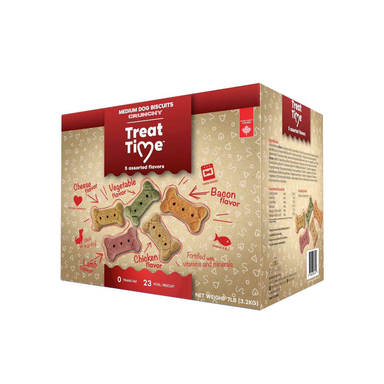 Treat Time Biscuits assortis pour chiens - Moyens / Boîte 7lb