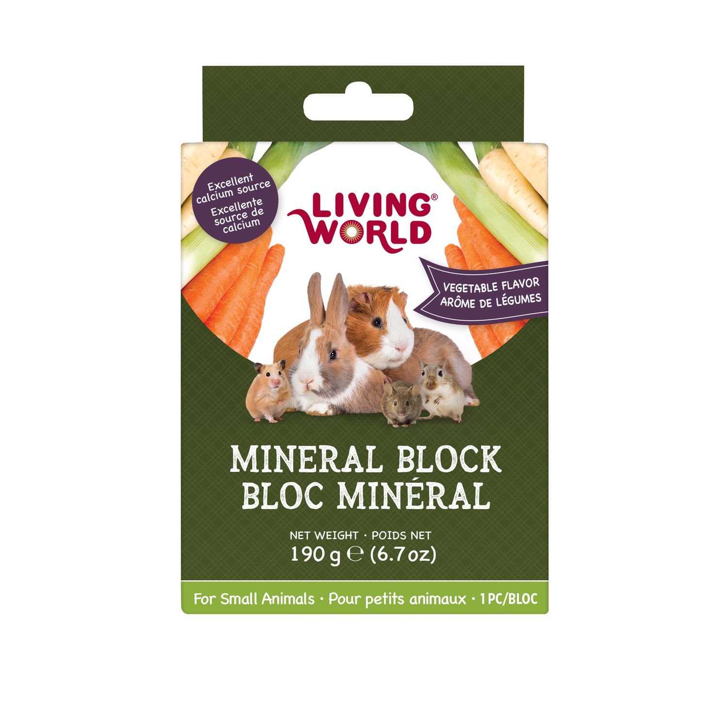Living World Bloc minéral pour petis animaux - Légumes / Grand (190g)