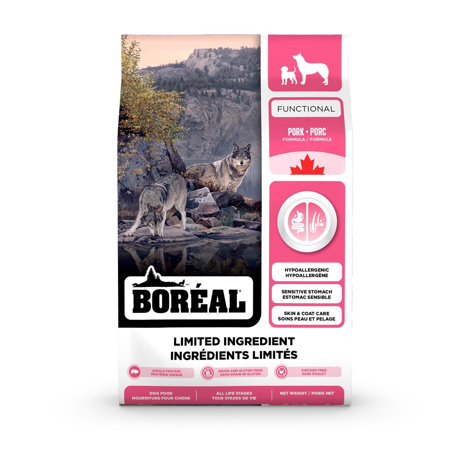 Boréal Functional - Nourriture à ingrédients limités pour chien / Porc, Format: 10 kg (22 lb)