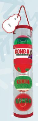 Kong Holiday Occasions - Balles des fêtes pour chien / Paquet de 4