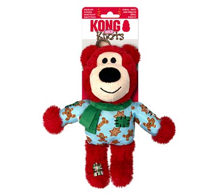 Kong Wild Knots jouet pour chien / Ourson des fêtes - Couleurs variées, Taille: M/G