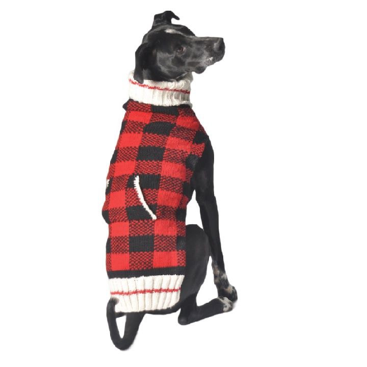Chilly Dog - Tricot pour chien / Plaid noir &amp; rouge, Taille: S/P