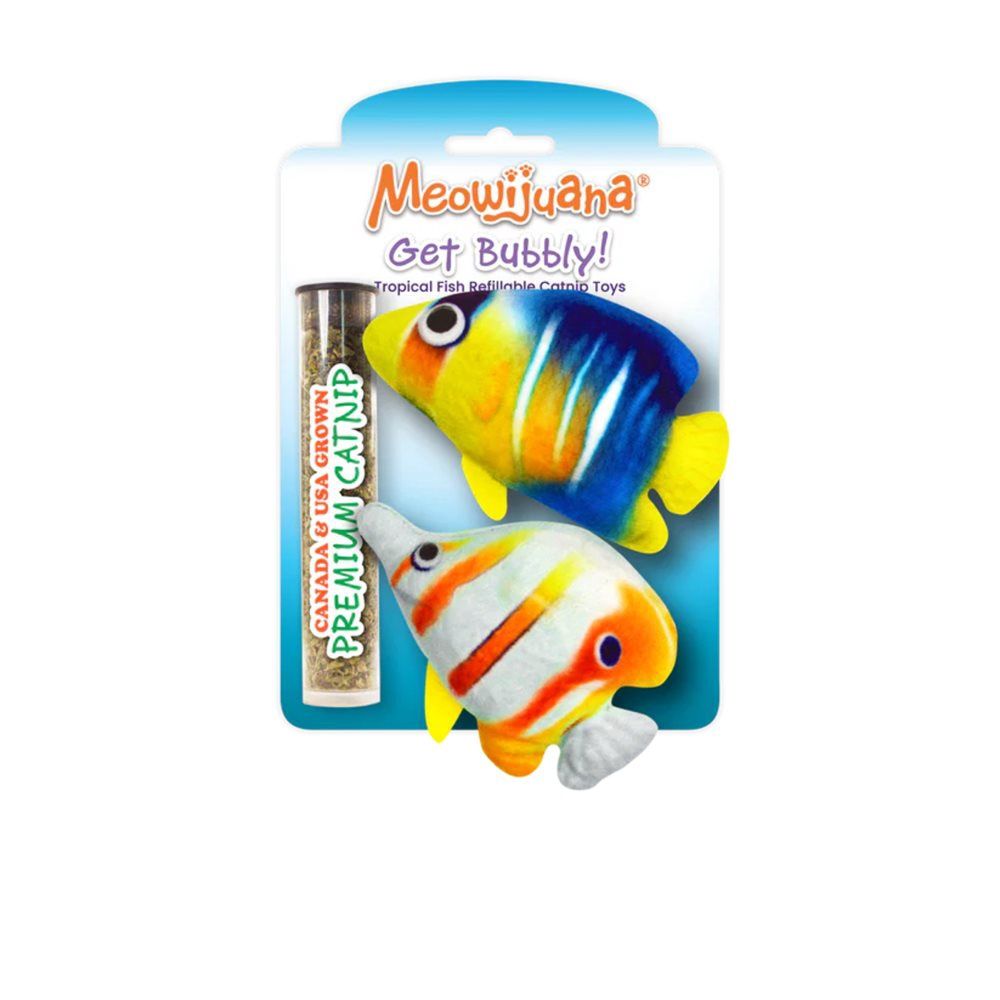 Meowijuana Get Bubbly - Jouet pour chat / Duo de poissons tropicaux