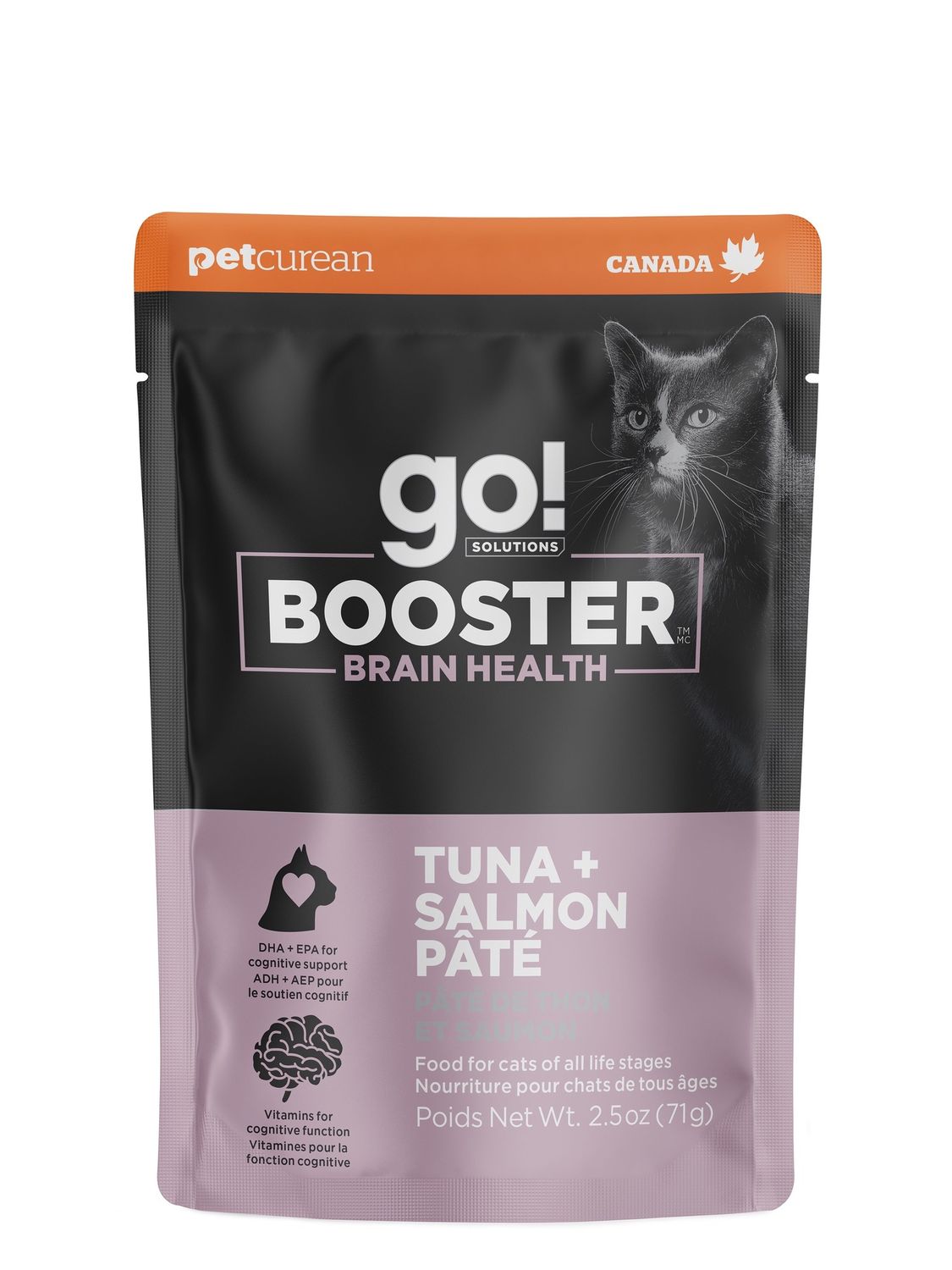 Petcurean Go! Booster pour chat - Santé cérébrale / Thon et saumon 2.5 oz