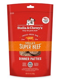 Stella &amp; Chewys - Galettes-repas de nourriture crue lyophilisée pour chien / Super bœuf, Format: 14 oz