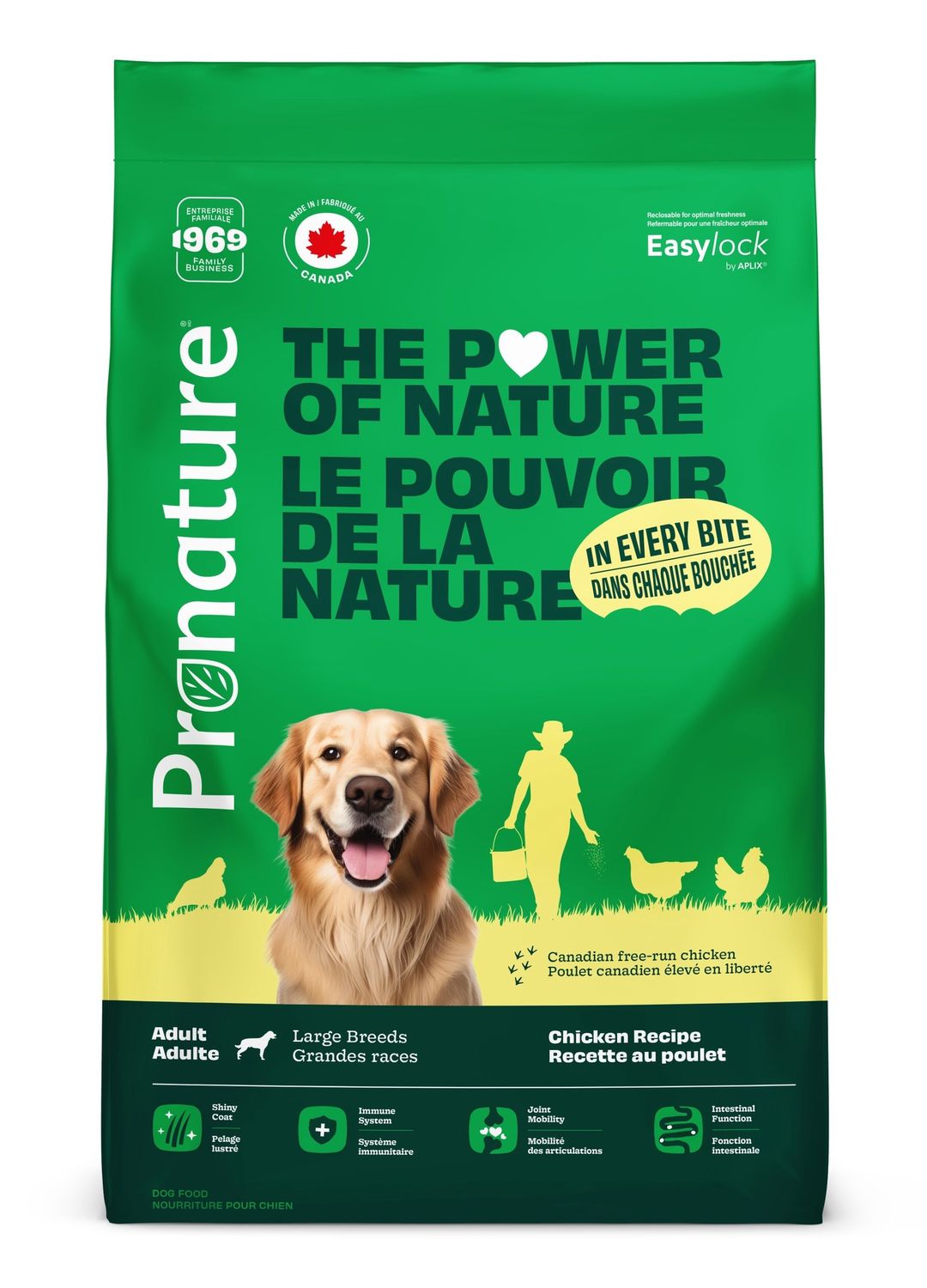 Pronature - Chien adulte grande race / Poulet 15 kg