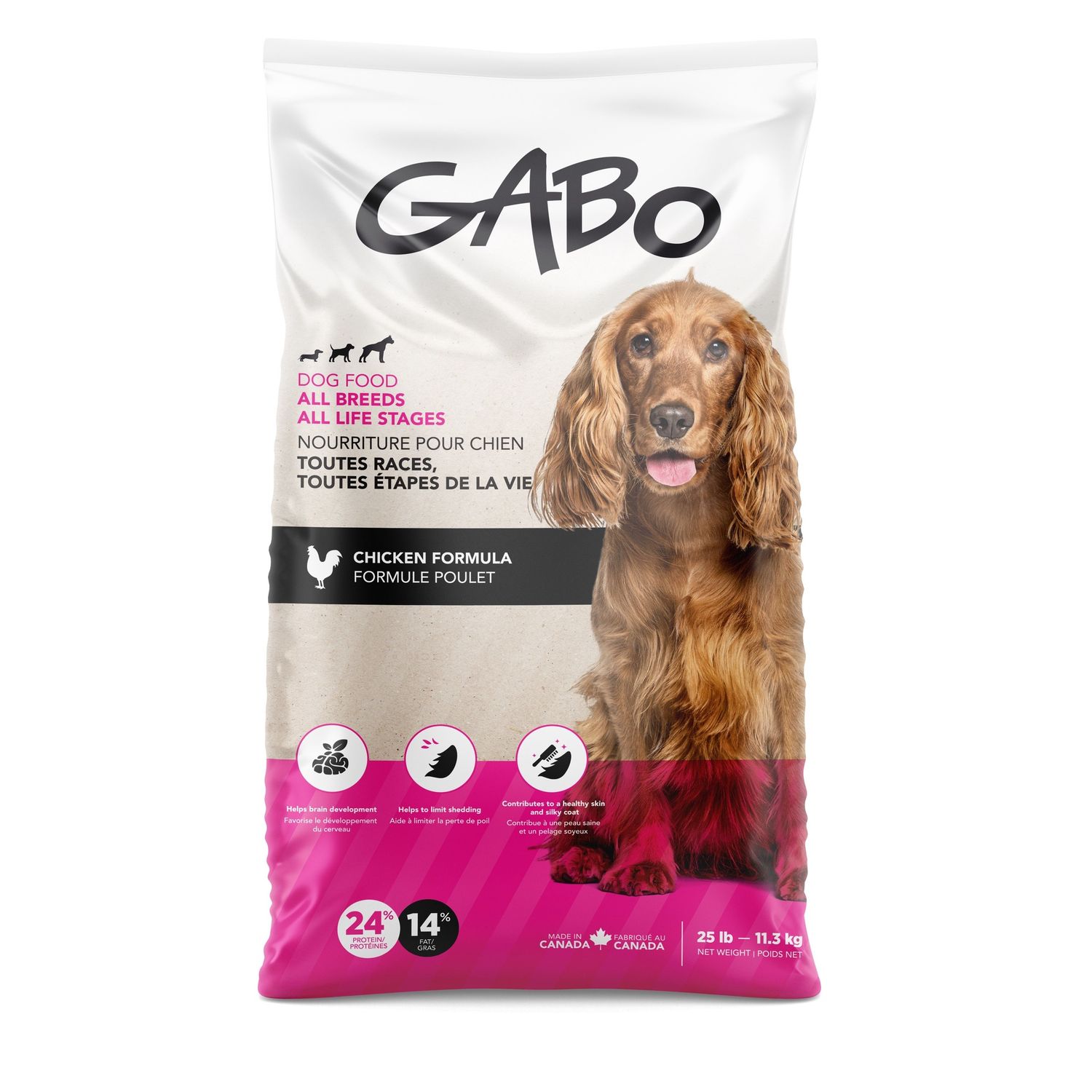Gabo nourriture pour chien - Toutes races / Toutes étapes de vie, Format: 25 lb