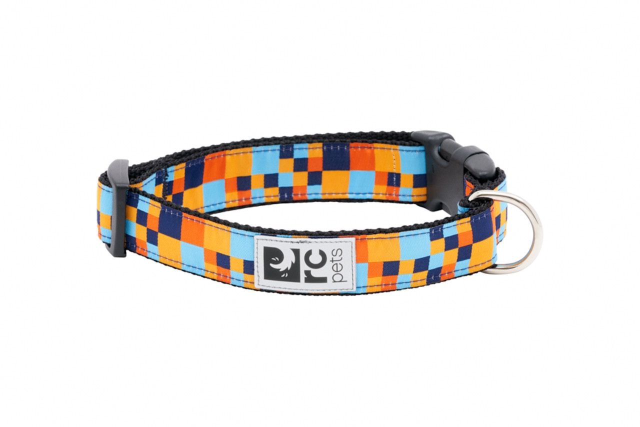 RC Pets - Collier à Clip / Bleu Pixels, Grandeur: TPetit - 5/8 po