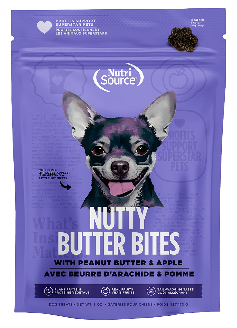 NS Nutty Butter Bites - Gâteries végé pour chiens  / Beurre d&#39;arachides et pomme 170 g