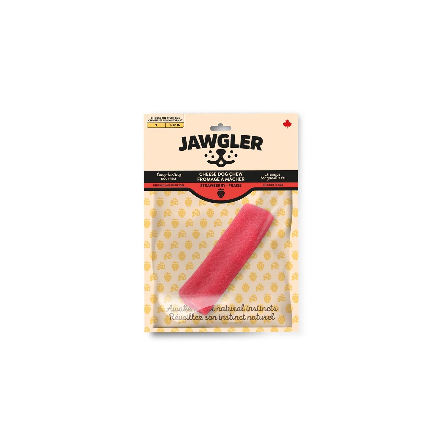 Jawgler - Bâton de fromage à mâcher / Fraise, Format: Petit (1-20 lb)