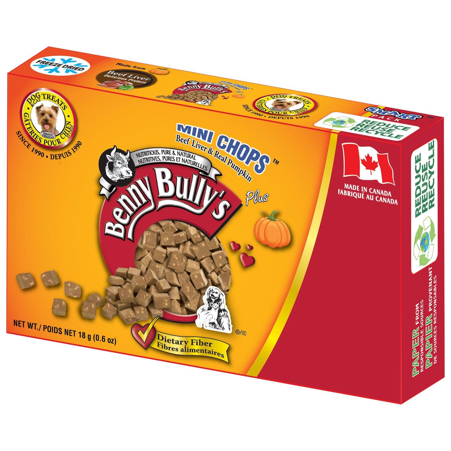 Benny Bully&#39;s - Gâteries foie de bœuf / Mini boîtes 18g, Saveur: Foie de bœuf &amp; Citrouille
