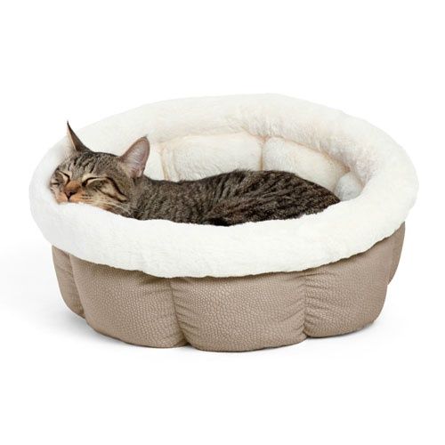 Best Friends ILAN - Lit rond en microfibre pour chat et petit chien / Brun Mini