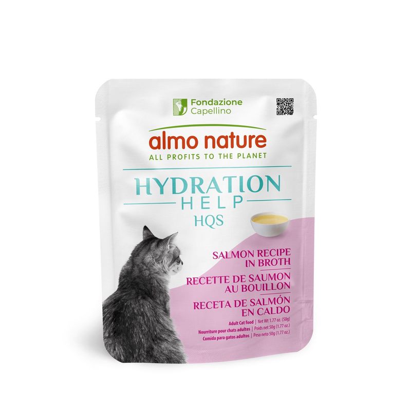 Almo Nature HQS - Aide hydratation pour chat / Saumon au bouillon 50g