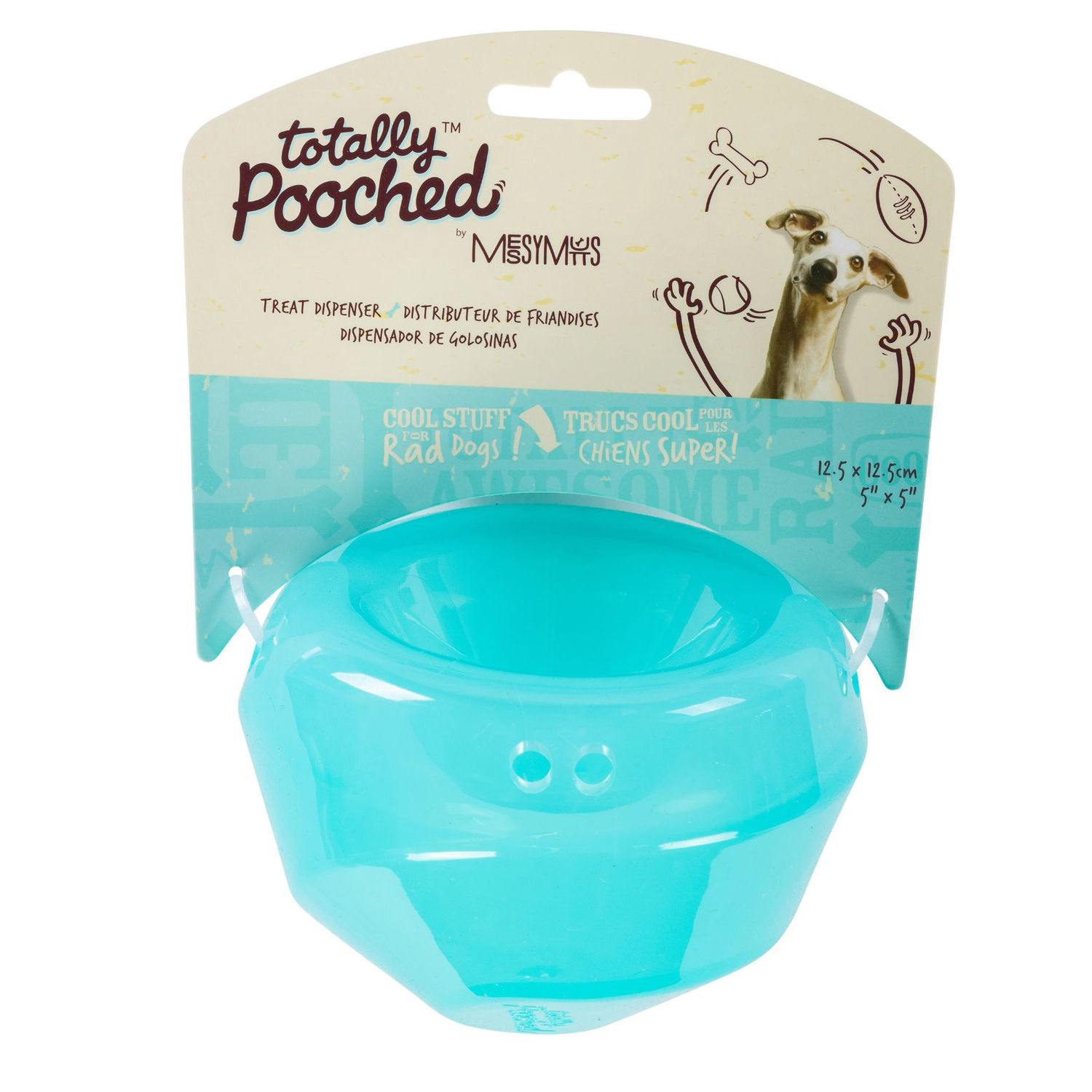 Messy Mutts &quot;Totally Pooched - Stuff&#39;n Wobble&quot; - Balle interactive pour chien, 5 po / Bleue