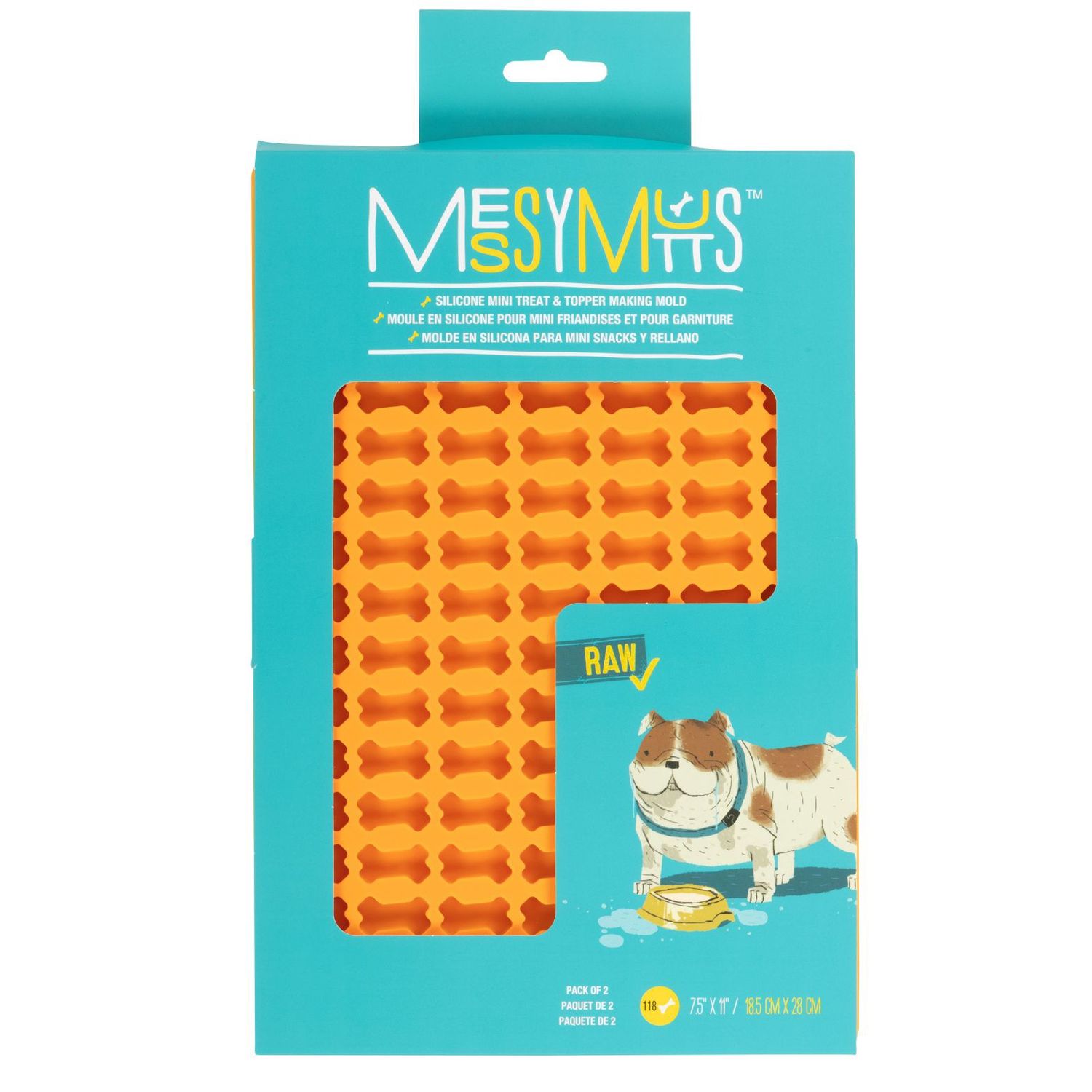 Messy Mutts - Moule à mini friandises en silicone, paquet de 2 (orange/bleu)