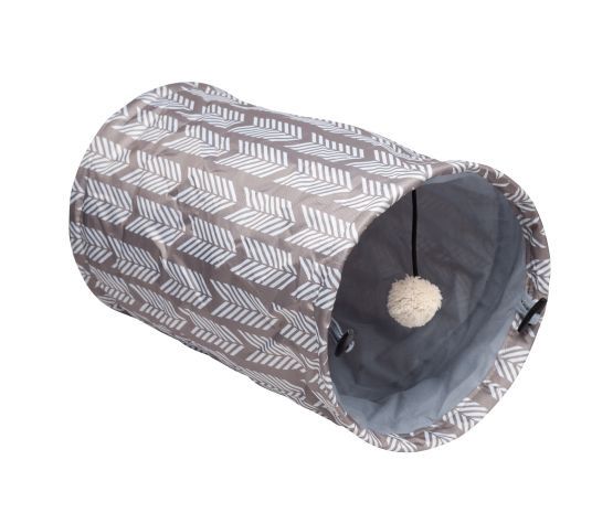 Bud'z - Jouet pour chat / Tunnel gris, Taille: 9,5"x15,5"