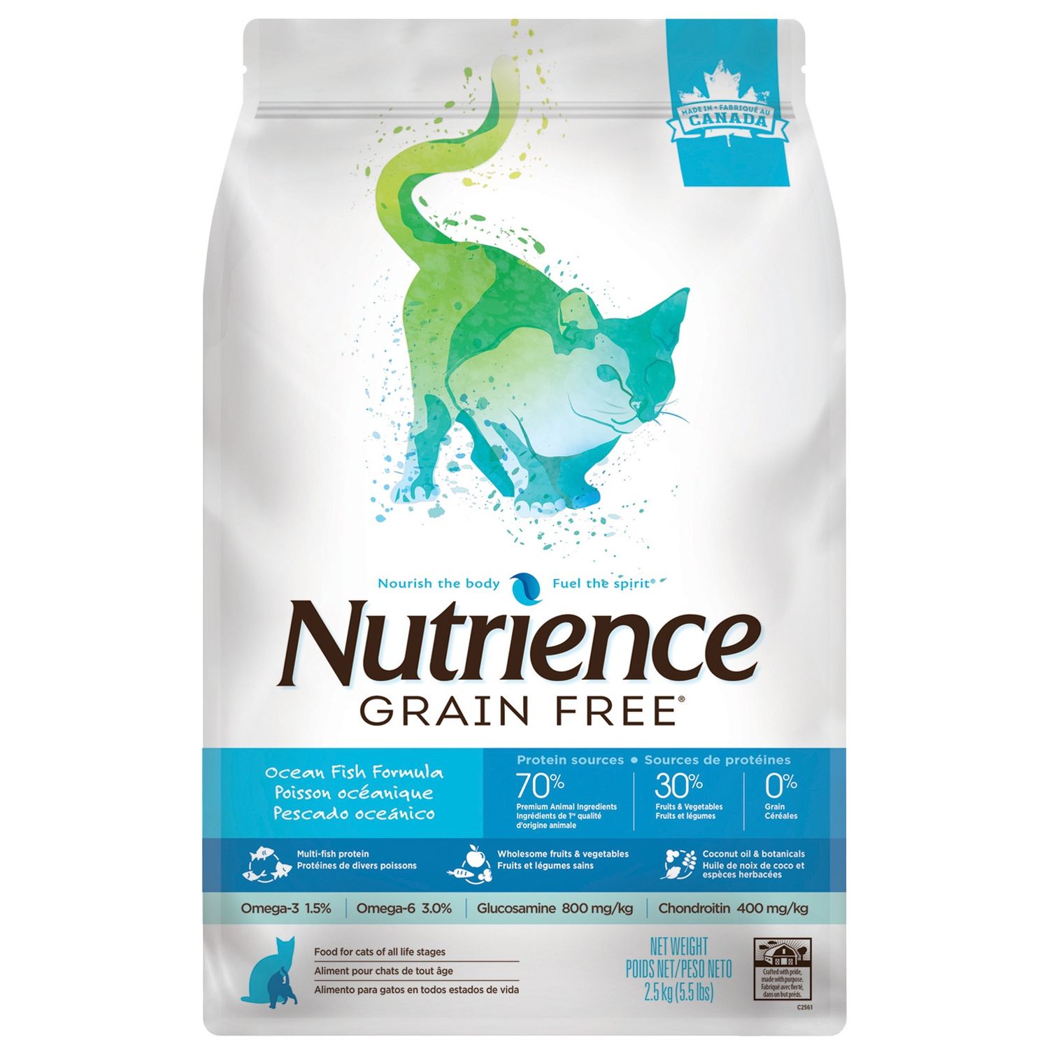 Nutrience - Sans grains - Chat d'intérieur/Poisson océanique, Format: 2.5 kg (5.5 lb)