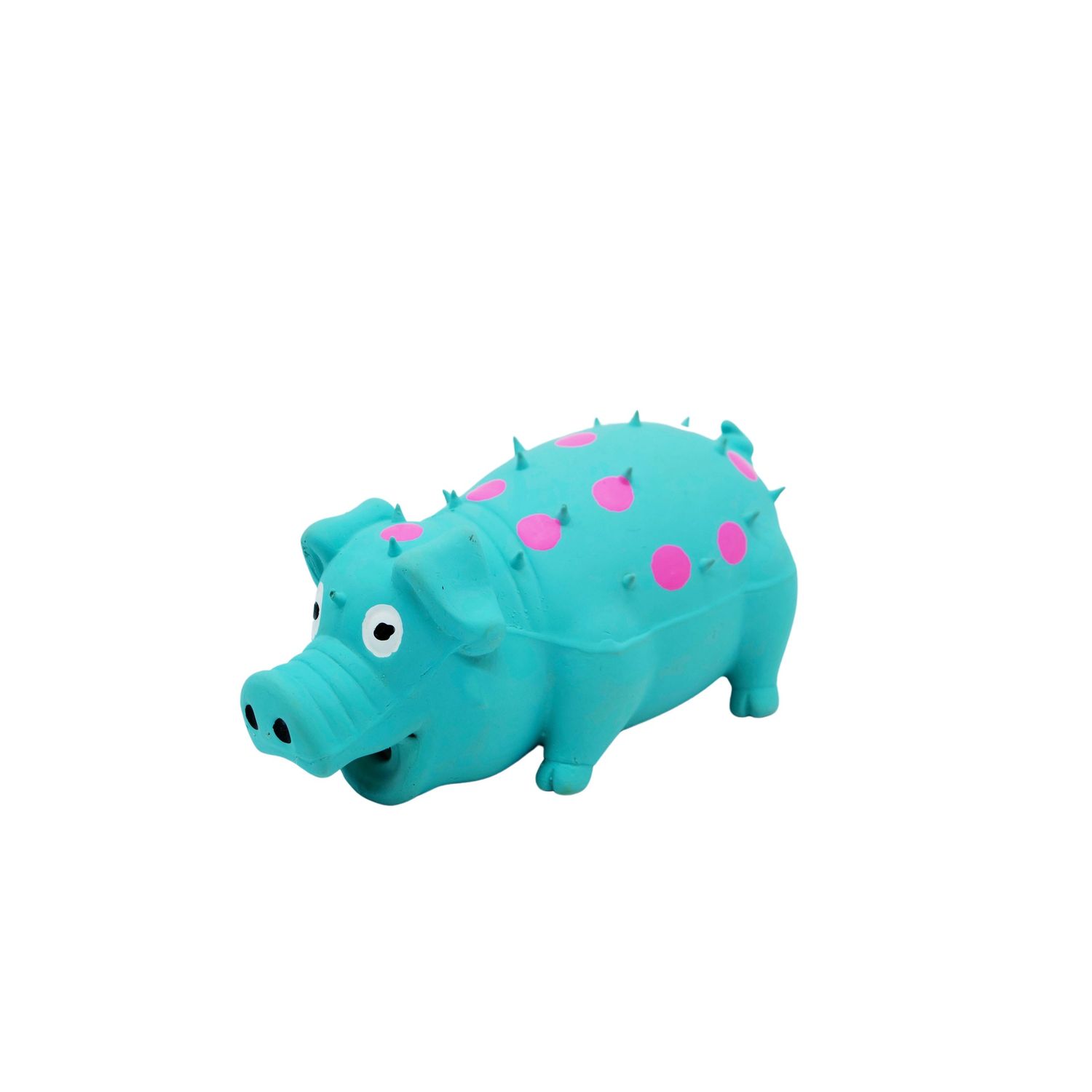 Bud'z - Cochon en latex 6'', Couleur: Turquoise à pois roses