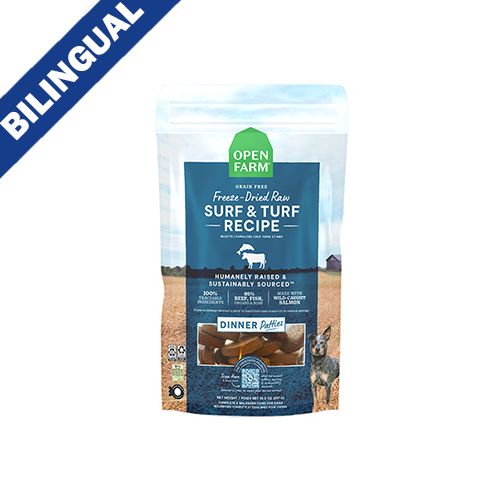 Open Farm - Galettes crues lyophilisées pour chiens / Surf &amp; Turf, Format: 17.5 oz