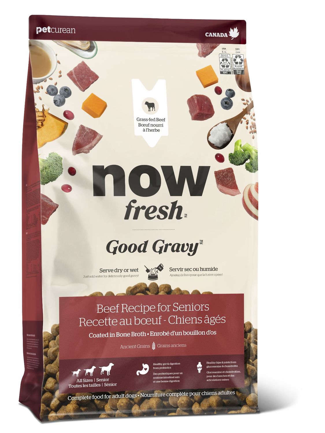 Now Fresh Good Gravy - Nourriture chien sénior / Bœuf &amp; Grains anciens, Format: 22 lb