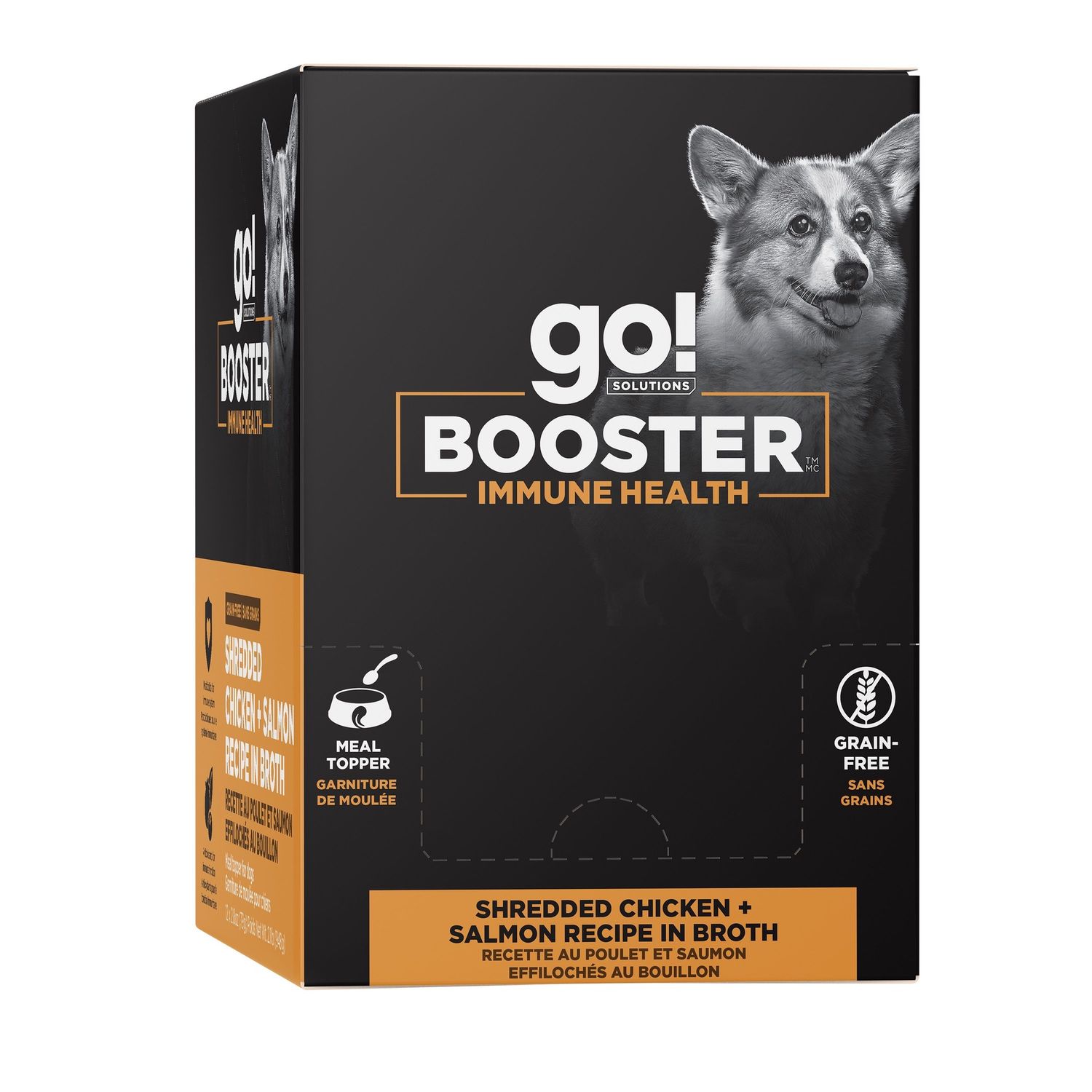Go! Booster pour chien - Immunité poulet et saumon effilochés / Caisse de 12