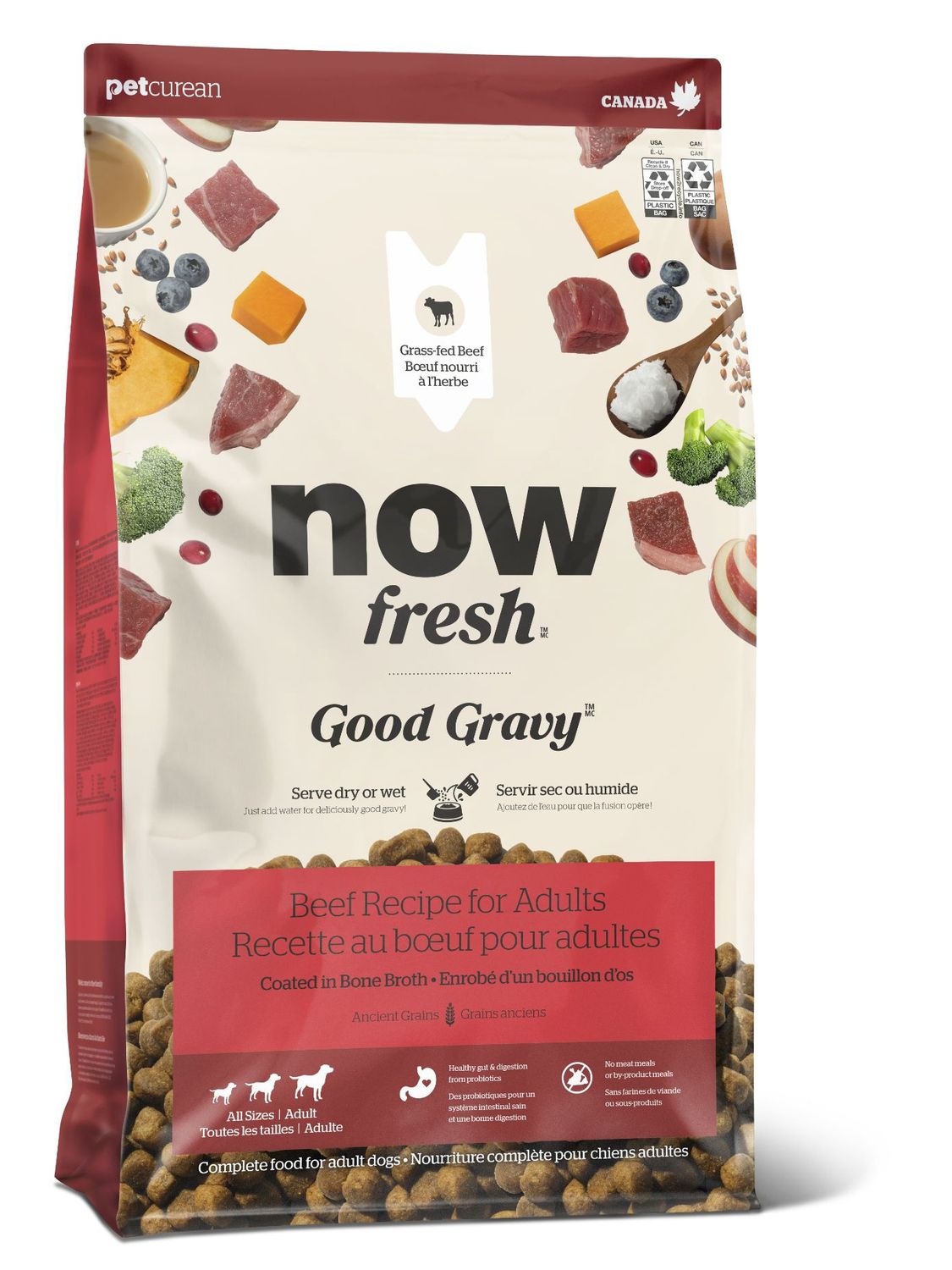 Now Fresh Good Gravy - Nourriture chien adulte / Bœuf &amp; Grains anciens, Format: 22 lb