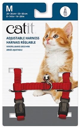 Catit - Harnais en nylon pour chat / Moyen, Couleur: Rouge