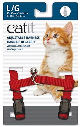 Catit - Harnais en nylon pour chat / Grand, Couleur: Rouge