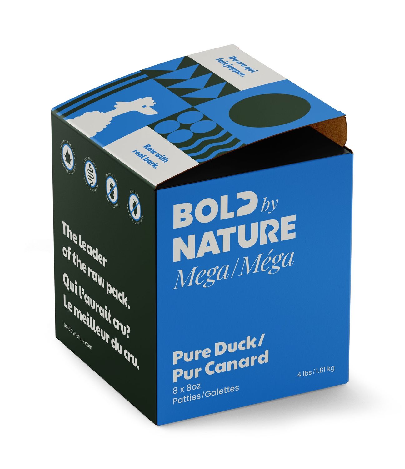 Bold by Nature Méga - Pur canard en galettes / Boîte 4 lb ( 8 x 8 oz)