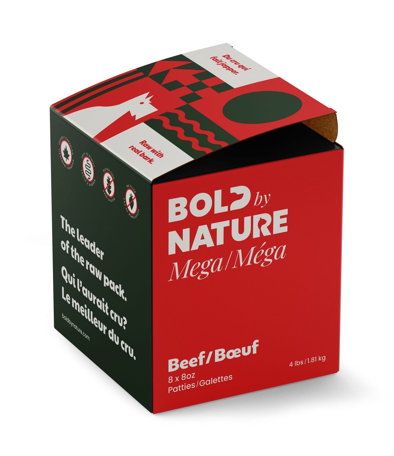 Bold by Nature Méga - Bœuf en galettes / Boîte 4 lb ( 8 x 8 oz)