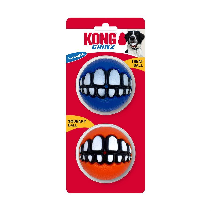 KONG Balles « Grinz » assorties par Rogz / Grandes - Paquet de 2