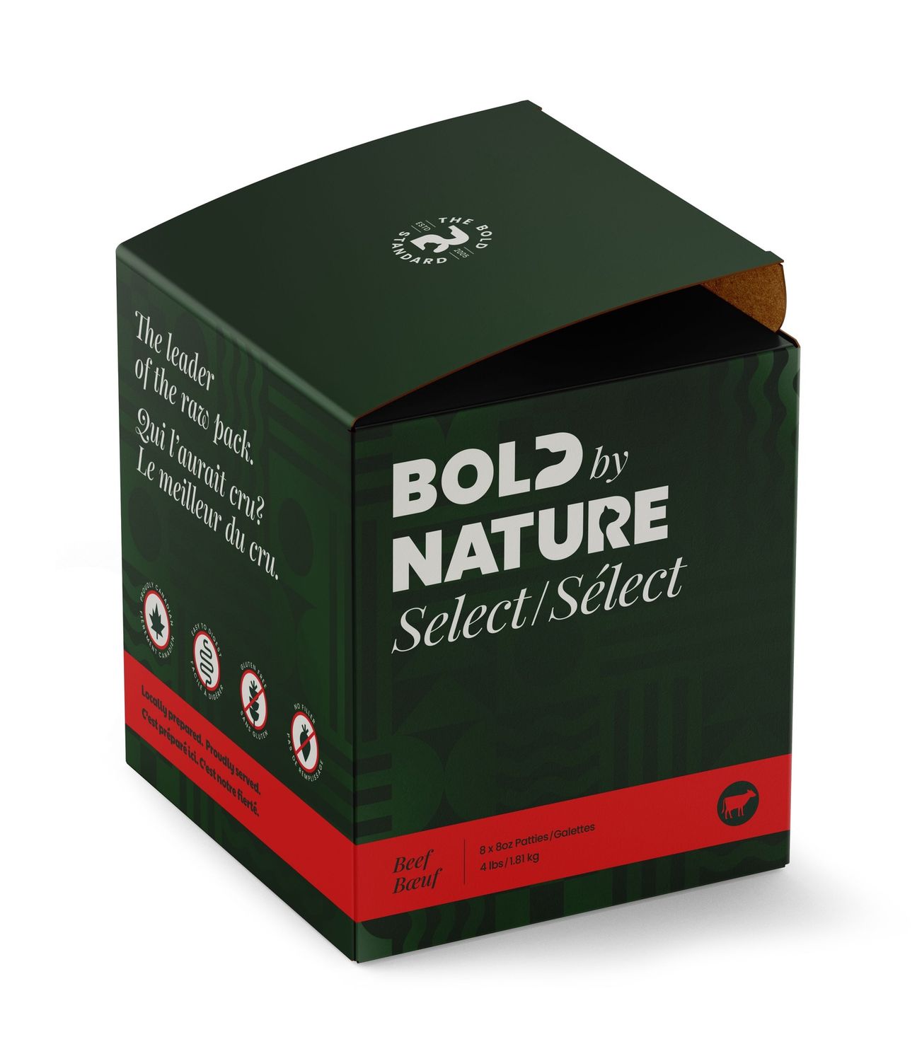 Bold by Nature Sélect - Bœuf en galettes / Boîte 4 lb ( 8 x 8 oz)