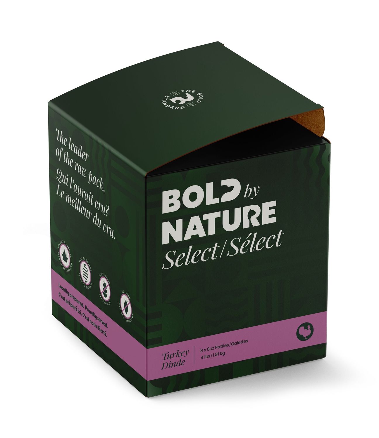 Bold by Nature Sélect - Dinde  en galettes / Boîte 4 lb ( 8 x 8 oz)