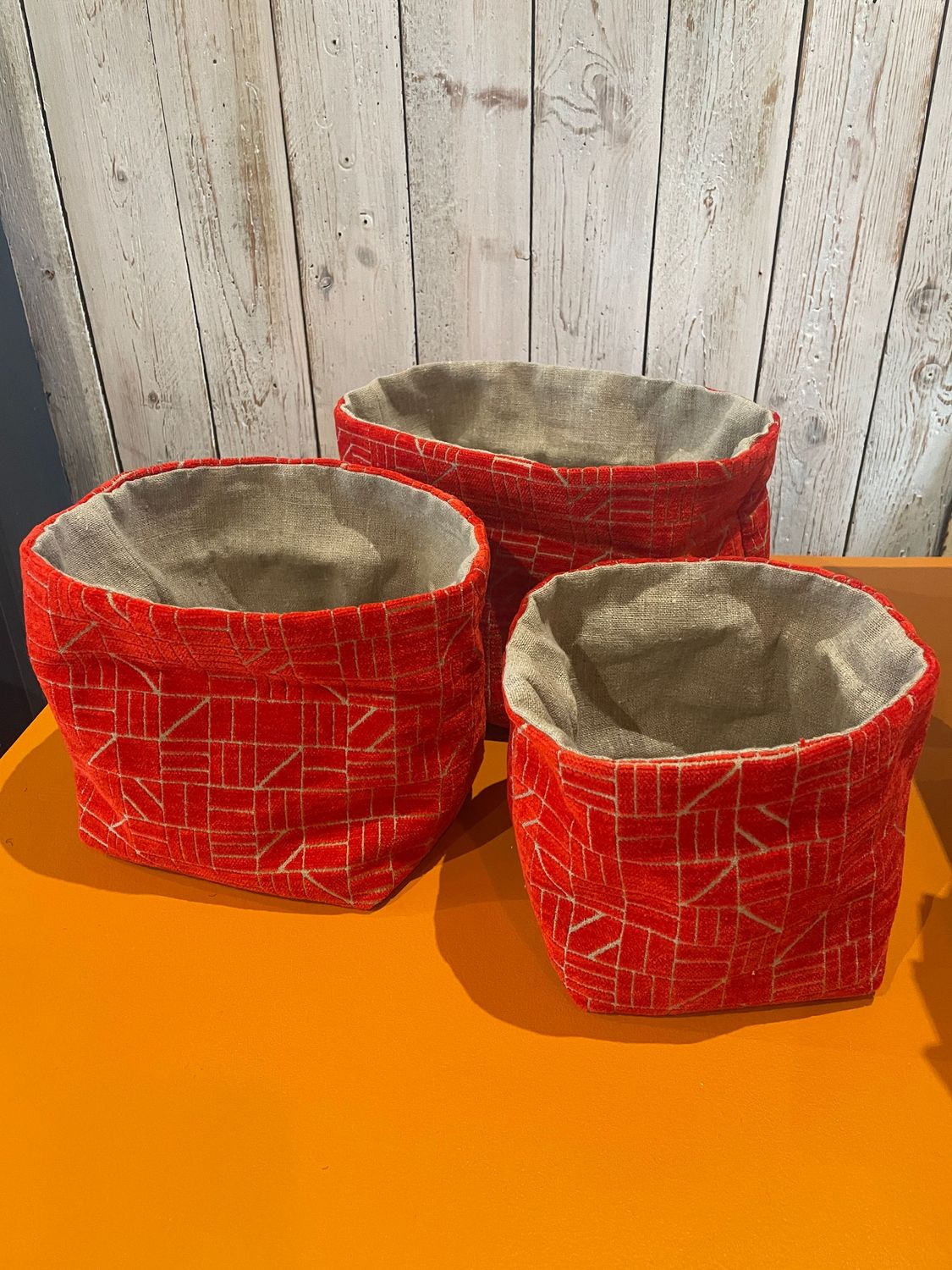 LOT DE 3 PANIERES ROUGES