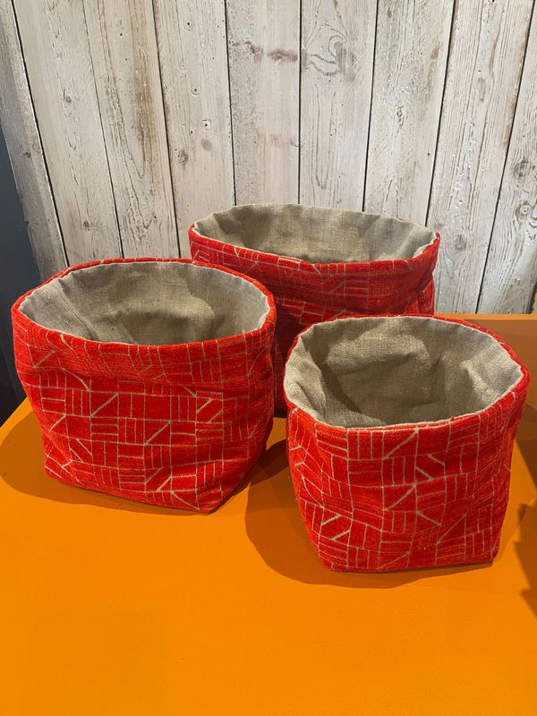 LOT DE 3 PANIERES ROUGES